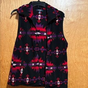Chaps Women's Black and Red Patterned Vest